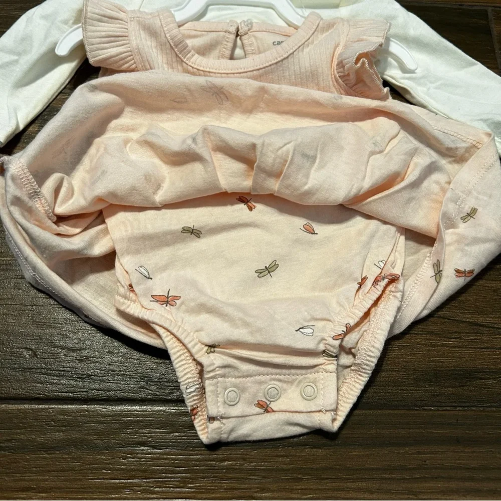 Carter’s Baby 2-Piece Bodysuit Dress & Cardigan Set Newborn Dragonfly Pink White